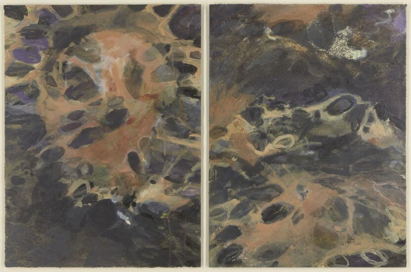 Heather Libson, British b.1960 - Echoes, 1994; mixed media on two sheets of paper, diptych 51 x 78.5 cm total (ARR) Provenance: with Belgrave Gallery, St. Ives; private collection, purchased from the above on the 9th June 1995