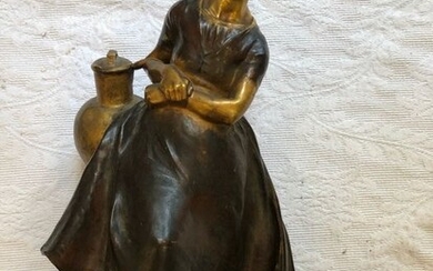 Henri Pernot (1859-1937) - Sculpture, the milk girl - Bronze - Early 20th century