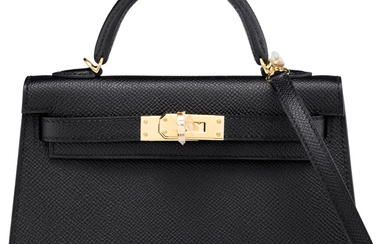 Hermès Black Epsom Leather Mini Kelly 20 with Gold...