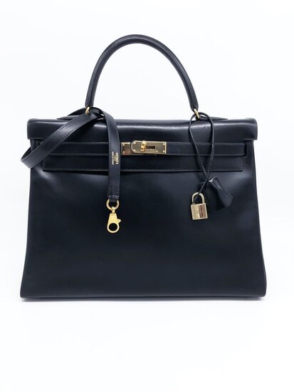 Hermès - Kelly Retourne 35 Box Noir Crossbody bag