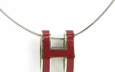 Hermes Necklace Pop Ash H Silver 925 Bordeaux Pendant Accessories HERMES necklace silver bordeaux