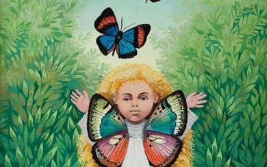 ISABEL VILLAR Salamanca (1934) "Girl and butterfly", 1978