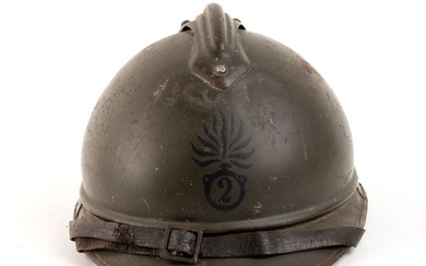 ITALY, Kingdom Great War Grenadier helmet m.15 French-made helmet painted green-grey with a nice frieze...
