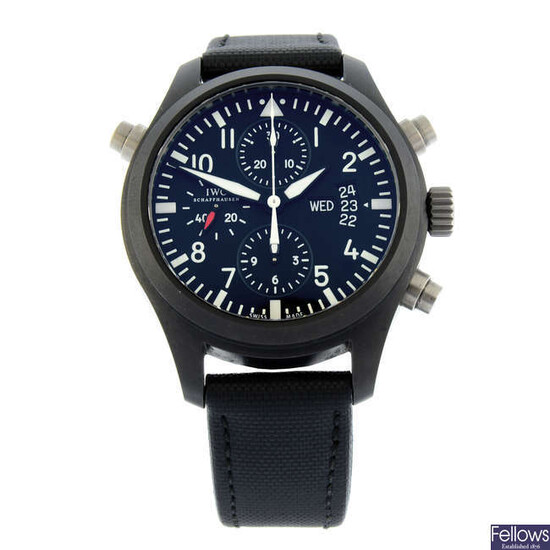 IWC - a ceramic Big Pilot Double Chronograph wrist watch, 44mm.
