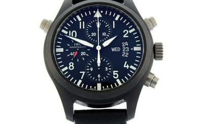 IWC - a limited edition Big Pilot Double Chronograph wrist watch. Numbered 0777/1000. Ceramic case.