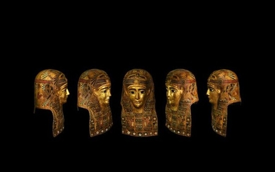 Important Egyptian Gilt Cartonnage Mask