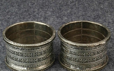 India, Rajasthan, pair of silver bracelets, decorated with...