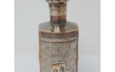 Indian Silver Perfume Bottle Holder Decorated with Scenes of...
