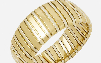 Italian, Bicolor gold cuff bracelet