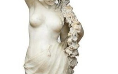 Italian Marble Sculpture, Venus and Cupid C 1900 H 45 Dia 18