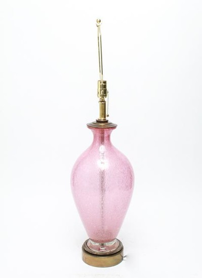 Italian Mid-Century Murano Pink Glass Lamp