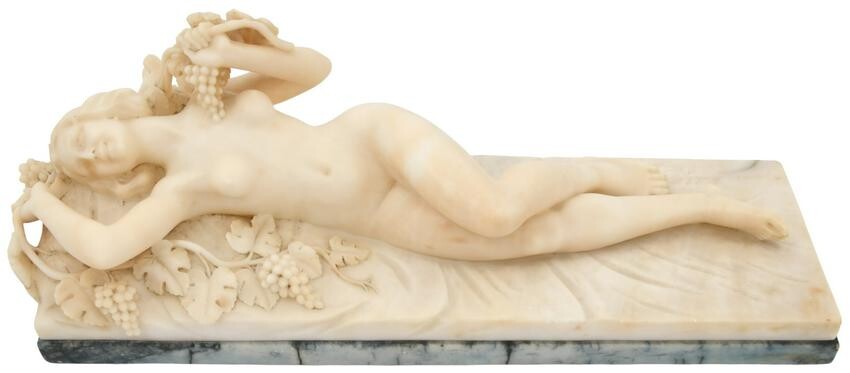 Italian Reclining Nude Alabaster Sculpture