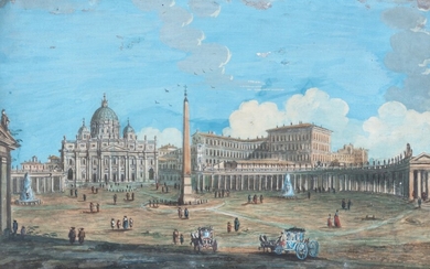 Italian School, 18th Century, A view of Saint Peter's Square in Roma | Ecole italienne du XVIIIe siècle, Vue de la Place Saint Pierre à Rome
