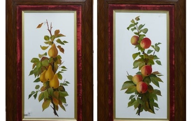 J. Buckley (British School, 19th/20th Century), "Pair of Still Lives with Peaches and Pairs," 1911