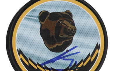 James Van Riemsdyk Signed Bruins Logo Hockey Puck (JSA)