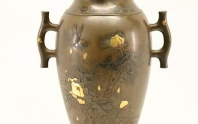 Japanese Bronze & Mixed Metal Vase Lamp
