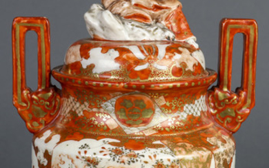 Japanese Kutani Footed Covered Jar, Meiji