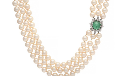 Jewellery Pearl necklace C. F. CARLMAN, pearl necklace, 3 stran...
