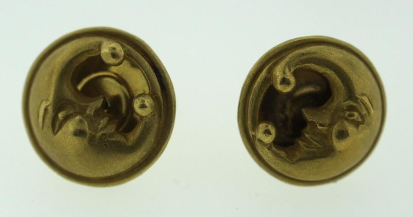 KIESELSTEIN-CO; RD C.1988 SIGNED 18K YELLOW GOLD STUD
