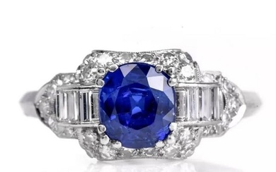 Kashmir AGL GIA No Heat Sapphire 2.53cts Diamond Platinum Ring