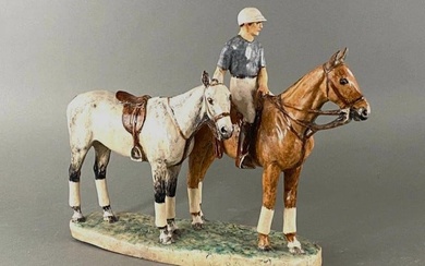 Kathleen Wheeler Crump Ceramic Figure Group, Polo Ponies