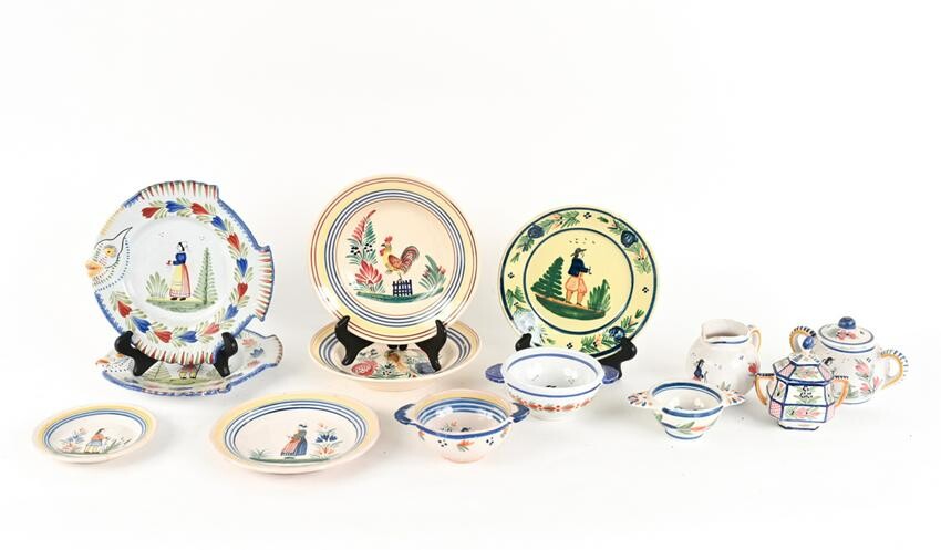 LARGE GROUPING OF HENRIOT QUIMPER FAIENCE