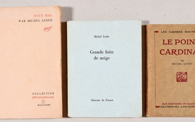 LEIRIS, Michel 3 éditions originales. In-12 ou in-8°. Br. 1. Le point cardinal. Paris, Sagittaire,...
