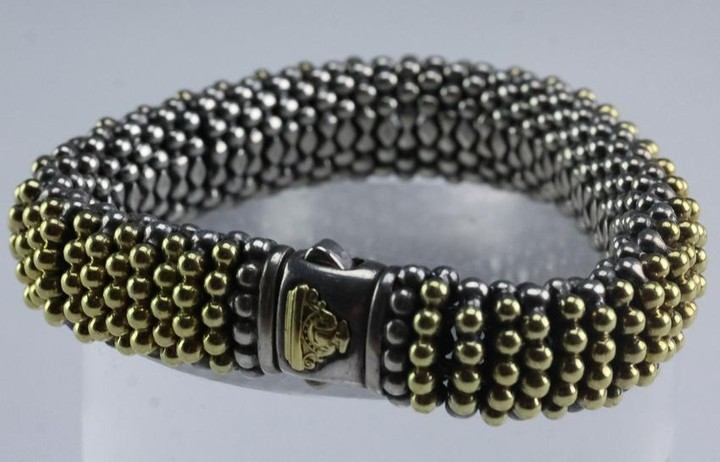Lagos Caviar Sterling Silver & 18K Gold Bracelet