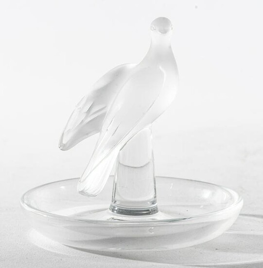 Lalique French Frosted Crystal Dove Ring Tray