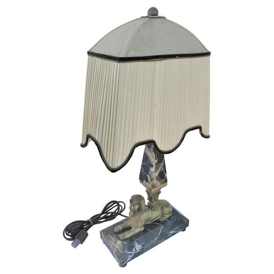 Lamp, Orignal Egyptian Revival, Sphynx, Tent Shade