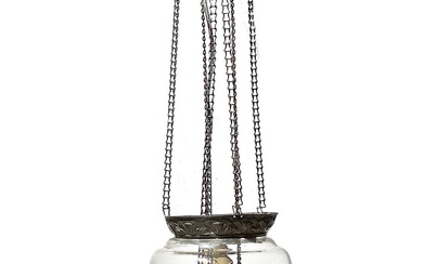 Lampe en verre et laiton, début du 20e siècle h cm 70x20
