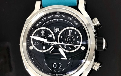 L&JR - Chronograph Day and Date Black Dial with Miami Blue Strap Swiss Made - S1502-S9 "NO RESERVE PRICE" - Men - Brand New