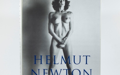 Large pancarte for book by Helmut Newton, publisher Tashen with various black and white photographs