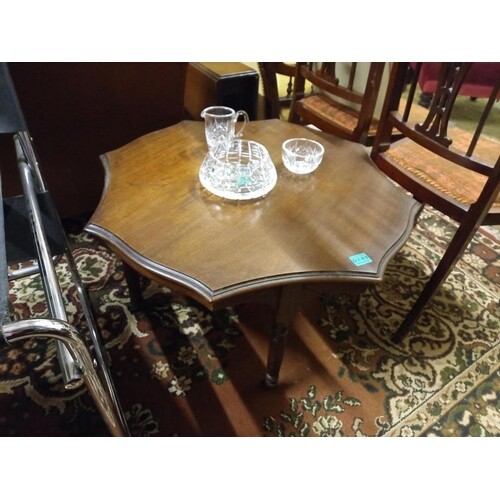 Late Victorian Mahogany Low Table on reeded legs with porcel...