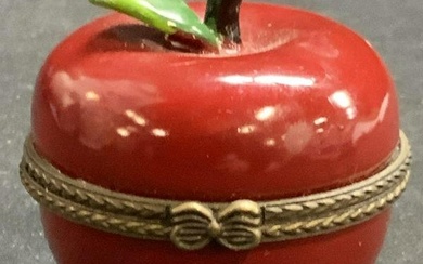 Limoges Style Porcelain Apple Trinket Box