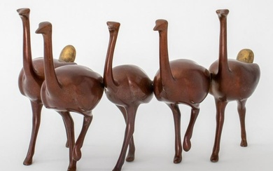 Loet Vanderveen (Dutch, 1921–2015) "Ostriches Running", patinated bronze, incised signature