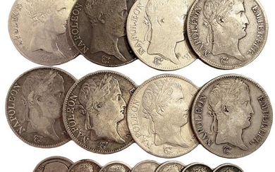 Lot of 15 silver coins NAPOLEON I and NAPOLEON III...