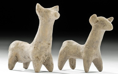 Lot of 2 Syro Hittite Pottery Bull Figures