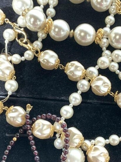 Lot of Wht & Champagne Faux Pearl Accessories