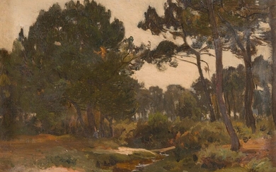 Louis-Alexandre CABIÉ (Dol-de-Bretagne, 1853Bordeaux, 1939) Dans la lande Arcachon, 1904 Huile sur carton, signé et...