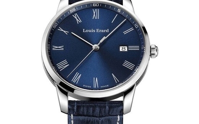 Louis Erard - Heritage Date Steel Blue Leather Strap - 17921AA25.BEP102 - Men - 2011-present
