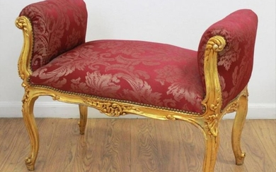 Louis Xv Style Window Bench With Red Damask