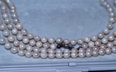 Maker's mark"BN" ca. 1930/50s extra long (87.5cm) Akoya pearls - Necklace - saltwater pearls 5.5mm - No reserve price