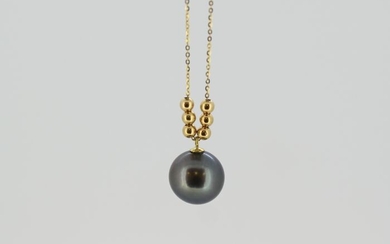 M&X - 18 kt. Tahitian pearl, Yellow gold, 11 mm - Necklace with pendant