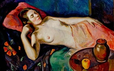 Marian D. Harris (American 1904-1988), Repose, Oil on Canvas, 30 x 45 inches