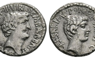 Mark Antony and Octavian - Portrait Denarius