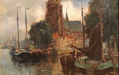 Martin van Waning (1889-1972) - Kähne im Hafen von Dordrecht