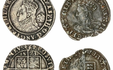 Mary, Sole Reign (1553-1554), Groat; and Elizabeth I, Third and Fourth Issue, Sixpence, 1573