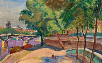 Maurice MENDJIZKY 1890 - 1951 Pont des Arts, Paris - 1947