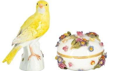 Meissen Figurine of Yellow Canary & A Floral Dresser